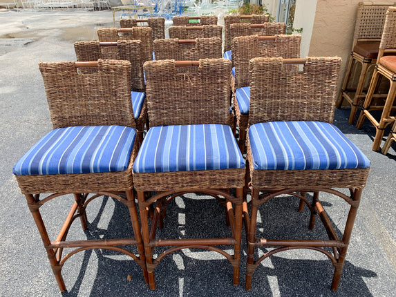 Rattan and Seagrass Palecek Bar Stools