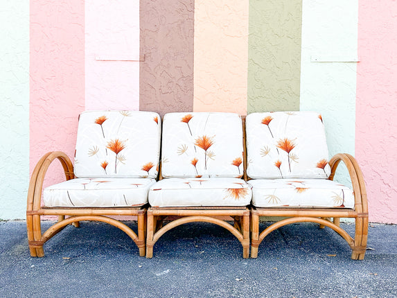 Half Moon Three Piece Rattan Sofa