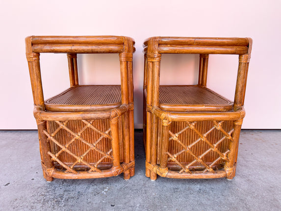 Rattan Magazine End Table