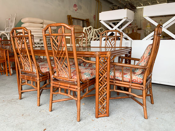Brown Jordan Bamboo Chippendale Dining Set