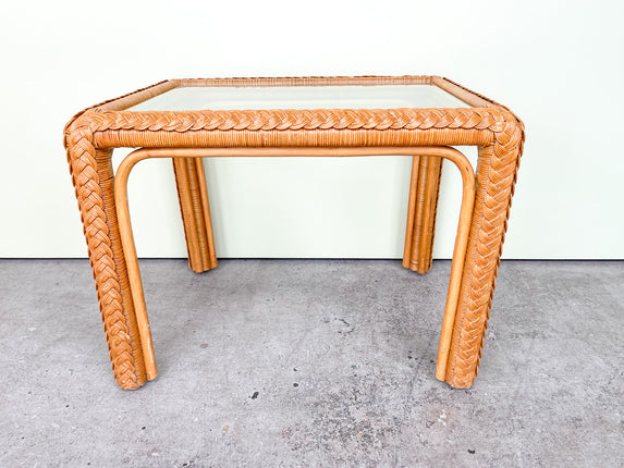 Braided Rattan Side Table