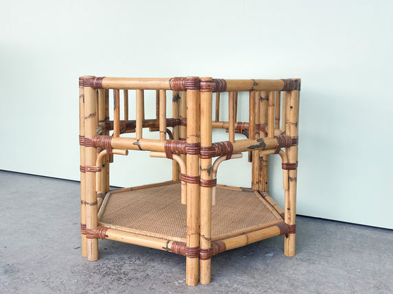 Old Florida Rattan Side Table