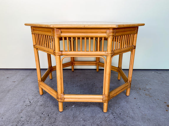 Old Florida Octagon Rattan Coffee Table