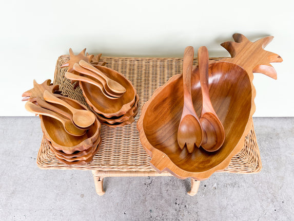 Monkey Pod Pineapple Salad Set with Eight Bowls