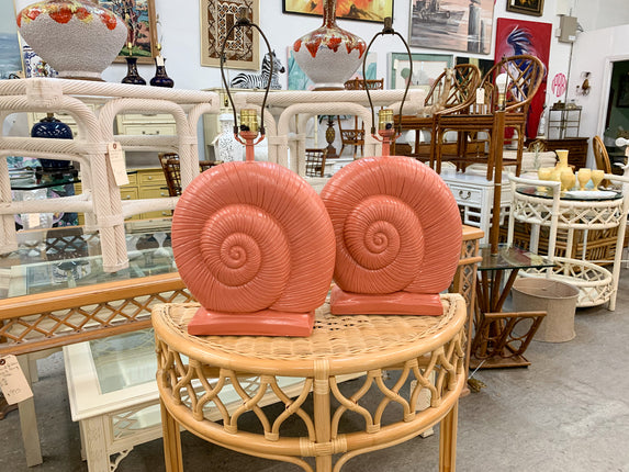 Pair of Palm Beachy Nautilus Lamps