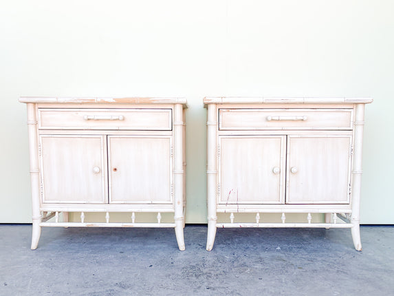 Pair of Century Faux Bamboo Nightstands