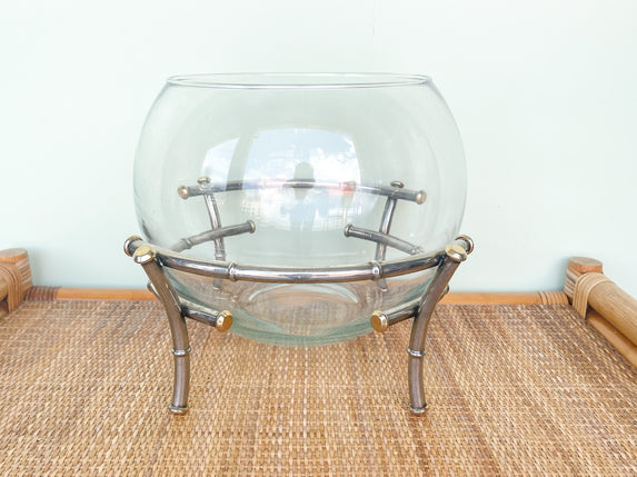 Faux Bamboo Silver Punch Bowl