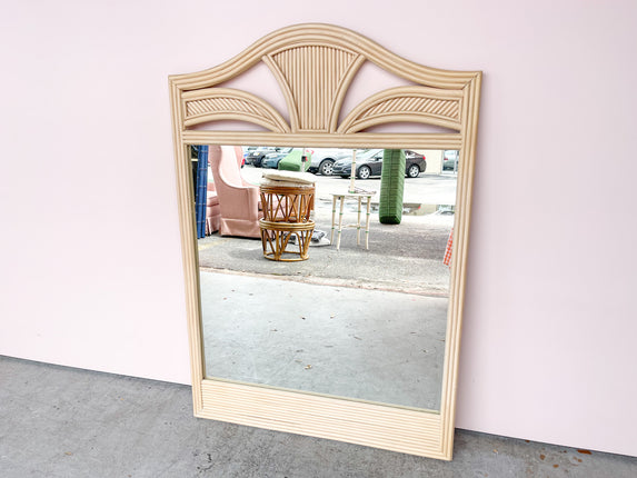 Split Reed Wave Rattan Mirror