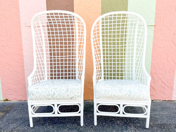 Pair of Fab Hooded Rattan Chairs