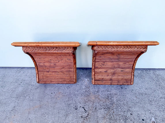 Pair of Split Bamboo Wall Shelves