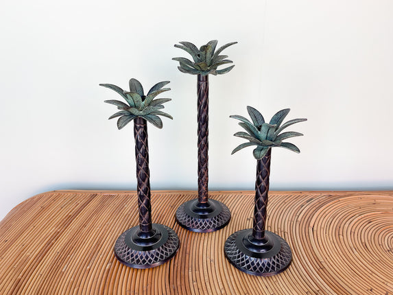 Set of Three Palm Tree Candle Sticks