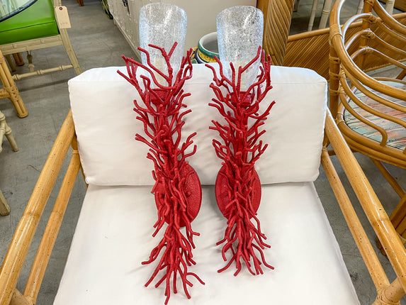 Pair of Fab Faux Coral Sconces