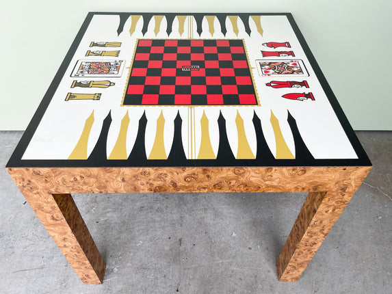 70’s Faux Burl Wood Parson Game Table