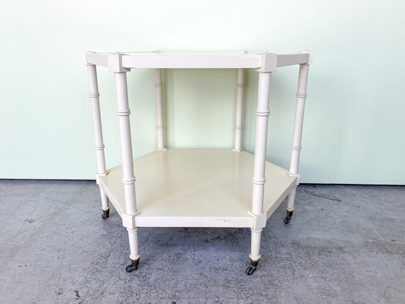 Hexagon Cane and Faux Bamboo End Table