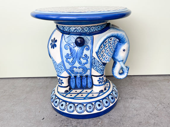 Blue and White Elephant Umbrella Table