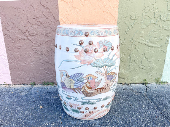 Pastel Love Birds and Lotus Garden Seat