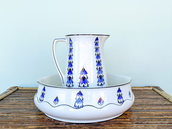 Blue and White Bowl and Pitcher