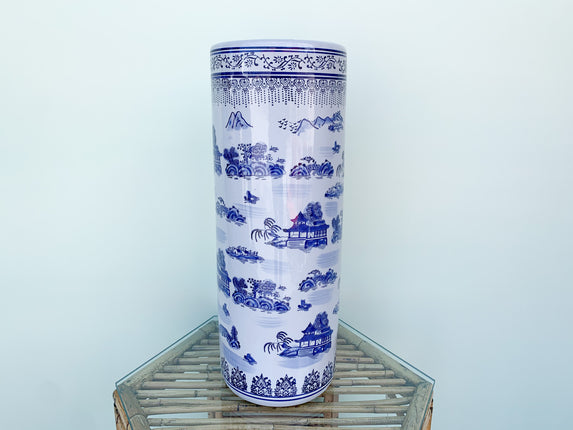 Blue and White Pagoda Umbrella Stand