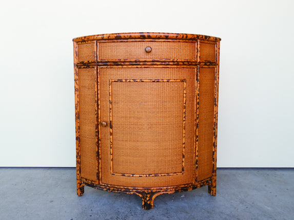 Tortoiseshell Rattan Corner Cabinet