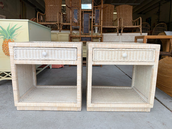 Wicker Wrapped Nightstands