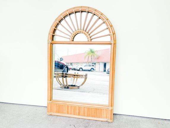 Large Sunburst Rattan Mirror