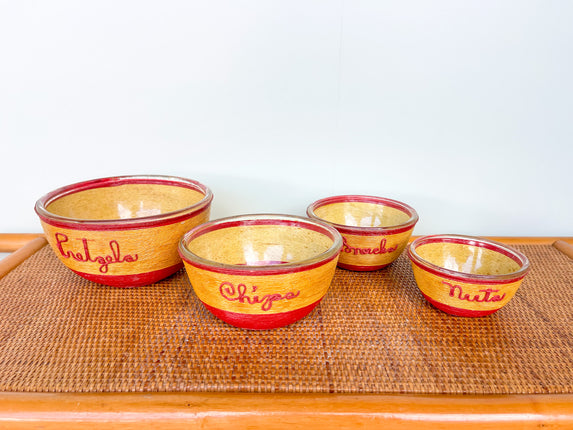 Set of Four Rattan Wrapped Snack Bowls