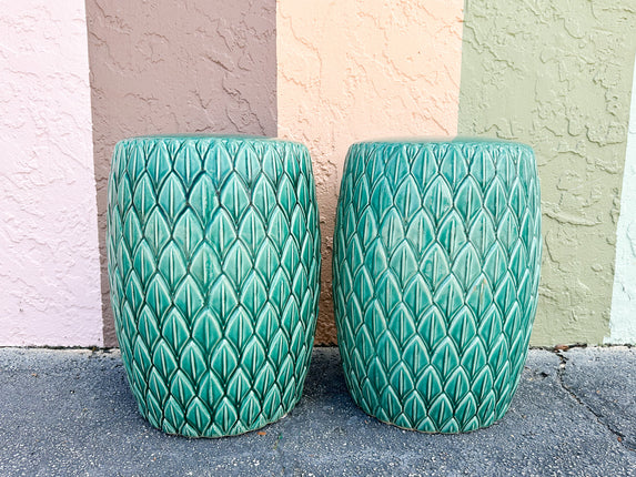 Pair of Gorgeous Green Artichoke Garden Seats
