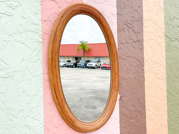 Gabriella Crespi Style Pencil Reed Rattan Mirror