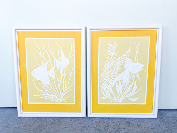 Pair of Old Florida Fish Silkscreen Art