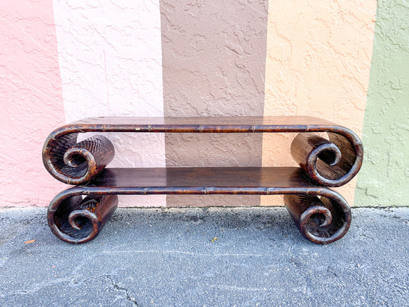 Pair of Wood Scroll Tables