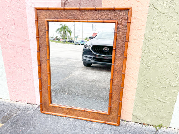 Faux Bamboo and Seagrass Mirror