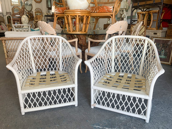 Pair of Ficks Reed Rattan Lounge Chairs