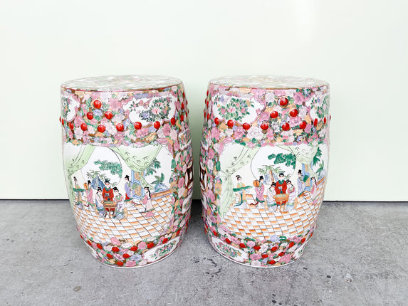 Pair of Rose Medallion Style Garden Seats