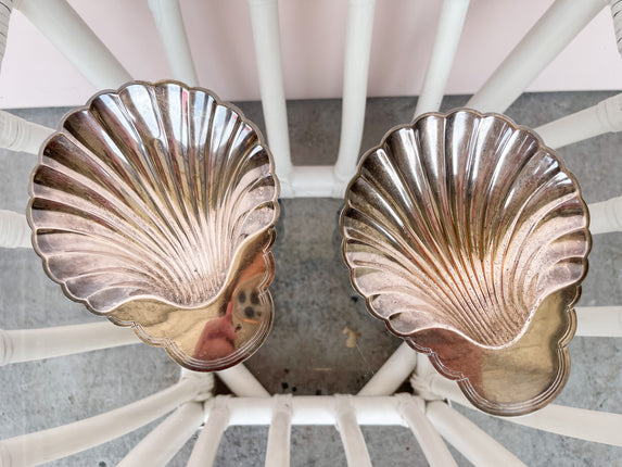 Pair of Cute Silver Seashell Bowls