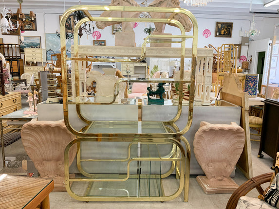 Milo Baughman Mid Century Brass Etagere