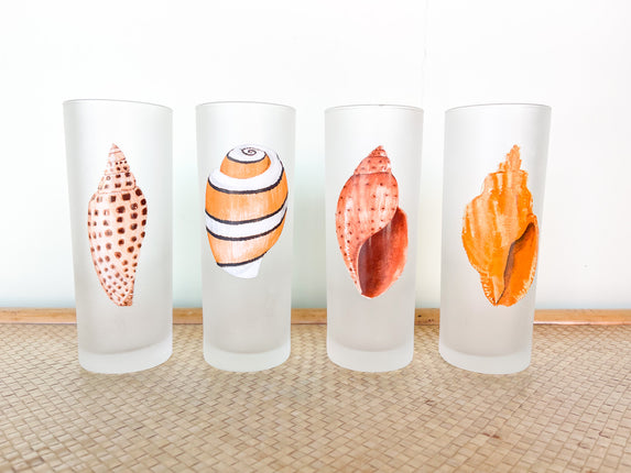 Set of Four Frosted Shell Glasses