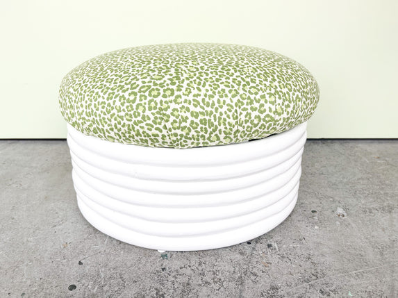 Cheetah Print Rattan Ottoman