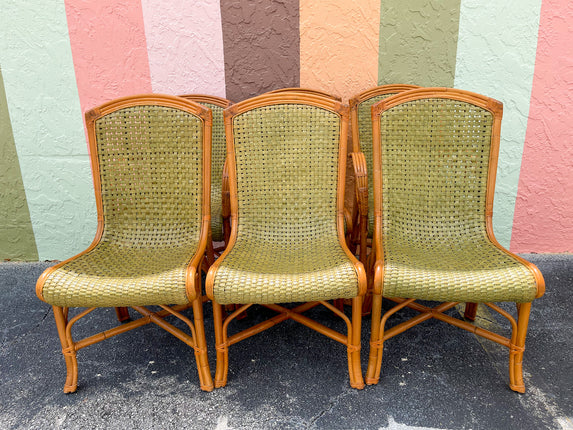 Set of Six Woven Rattan Chairs
