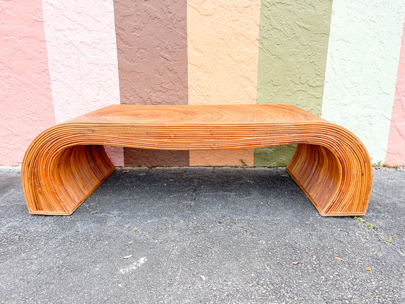 Gabriella Crespi Style Pencil Reed Rattan Coffee Table