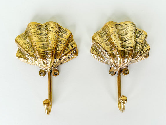Pair of Brass Shell Hooks