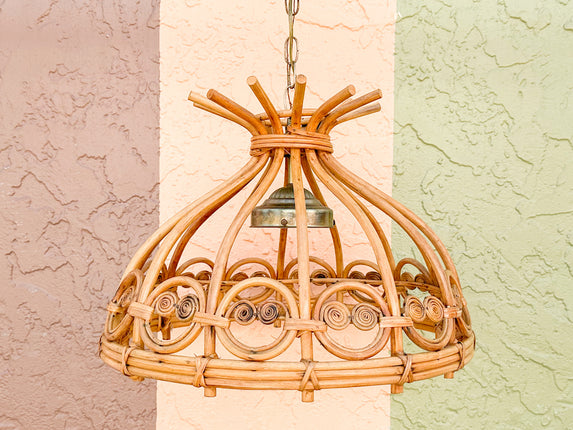 Old Florida Rattan Chandelier