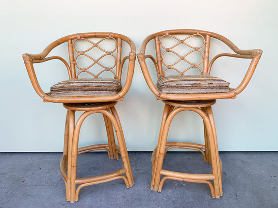 Pair of Cute Rattan Counter Stools