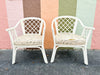 Pair of Rattan Lattice Love Chairs
