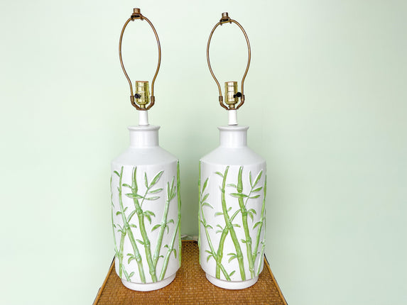 Pair of Ceramic Bamboo Lamps