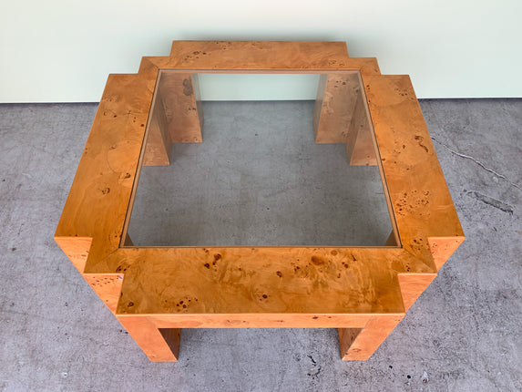 Milo Baughman Burlwood Cocktail Table