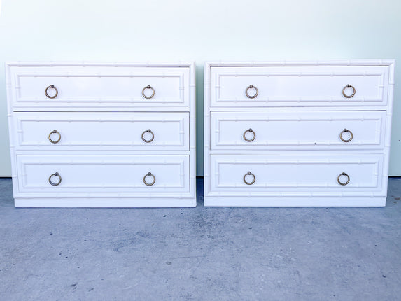 Pair of Faux Bamboo Oversized Nightstands