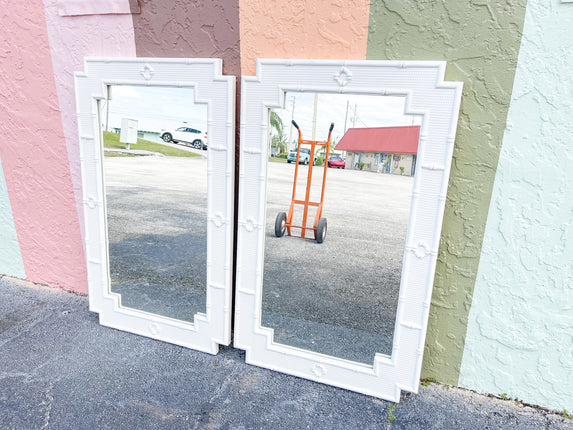 Pair of Faux Bamboo Omega Mirrors