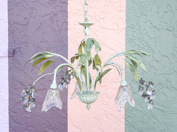 Regency Tole Leaf Chandelier