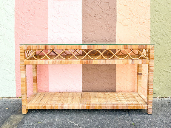 Coastal Rattan Wrapped Console