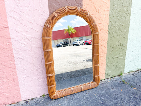 Pencil Reed Rattan Arch Mirror